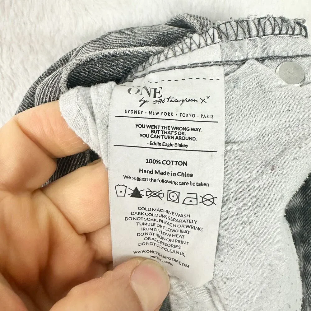 One Teaspoon Chargers Low Waist Denim Shorts Size 29 Gray Long Line Medium Rise